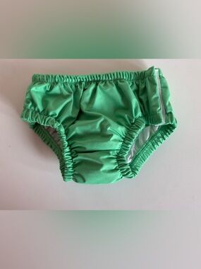 2 Wonder Nation Reusable Swim Diaper One Green and One Blue and White Stripes.
